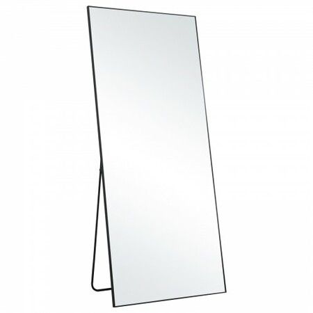 Full Length Mirror 1800x785 mm Extra Large Standing Hanging or Leaning Rectangle Floor Tempered Mirror with Stand Aluminum Alloy Frame Mirror Black