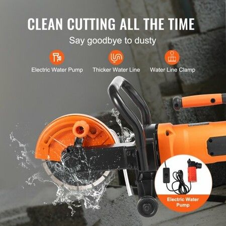 Electric Concrete Saw 7 in Circular Saw Cutter 2000 W High Power with Max. 2.5 in Cutting Depth Wet/Dry Disk Saw Cutter Includes Water Line Pump and Blade