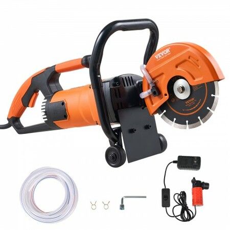 Electric Concrete Saw 7 in Circular Saw Cutter 2000 W High Power with Max. 2.5 in Cutting Depth Wet/Dry Disk Saw Cutter Includes Water Line Pump and Blade