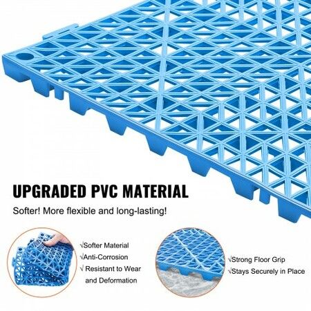 Modular Interlocking Cushion 55 Pack 30 x 30 cm Splicing Drainage Mats Soft PVC Interlocking Drainage Floor Tiles Non-Slip Drainage Holes for Restroom