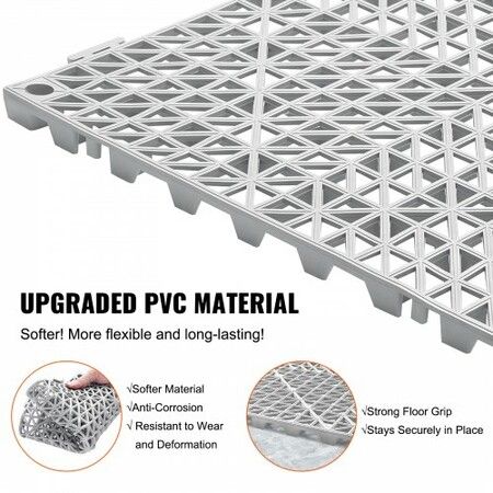 Modular Interlocking Cushion 55 Pack 30 x 30 cm Splicing Drainage Mats Soft PVC Interlocking Drainage Floor Tiles Non-Slip Drainage Holes for Restroom