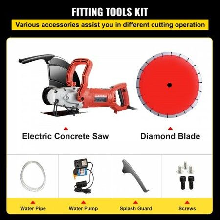 Electric Concrete Saw 14" Concrete Cutter 1800W Concrete Saw Electric Circular Saw with 14" Blade and Tools Masonry Saw for Granite Brick Porcelain