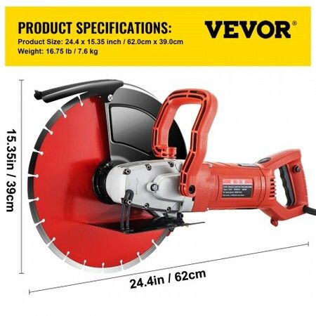 Electric Concrete Saw 14" Concrete Cutter 1800W Concrete Saw Electric Circular Saw with 14" Blade and Tools Masonry Saw for Granite Brick Porcelain