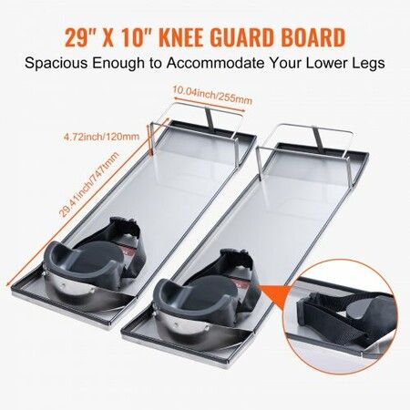 Concrete Knee Boards Stainless Steel 30'' x 10'' Concrete Sliders Knee Boards For Concrete Concrete Knee Pads Moving Sliders with Knee Pads & Board Straps