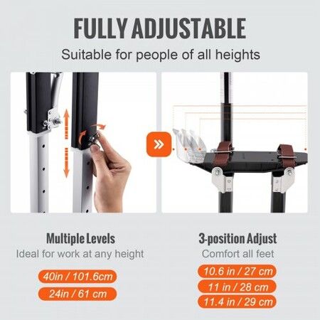 Drywall Stilts 61-101.6 cm Adjustable Aluminum Tool Stilts with Protective Knee Pads Durable and Non-slip Work Stilts for Sheetrock Painting Walking