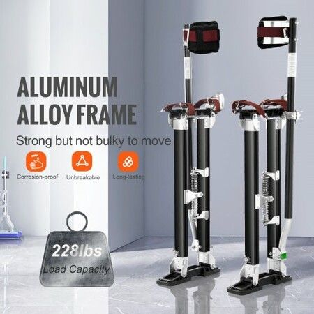 Drywall Stilts 61-101.6 cm Adjustable Aluminum Tool Stilts with Protective Knee Pads Durable and Non-slip Work Stilts for Sheetrock Painting Walking