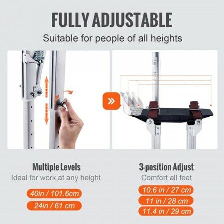 Drywall Stilts 24''-40'' Adjustable Aluminum Tool Stilts with Protective Knee Pads Durable and Non-Slip Work Stilts for Sheetrock Painting Walking Taping