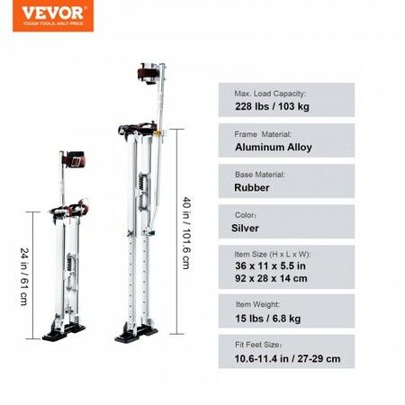 Drywall Stilts 24''-40'' Adjustable Aluminum Tool Stilts with Protective Knee Pads Durable and Non-Slip Work Stilts for Sheetrock Painting Walking Taping