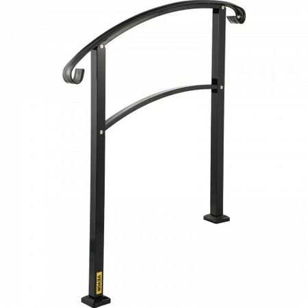 Iron Handrail Stair Railing 1 or 3 Steps Adjustable Matte Black Handrail