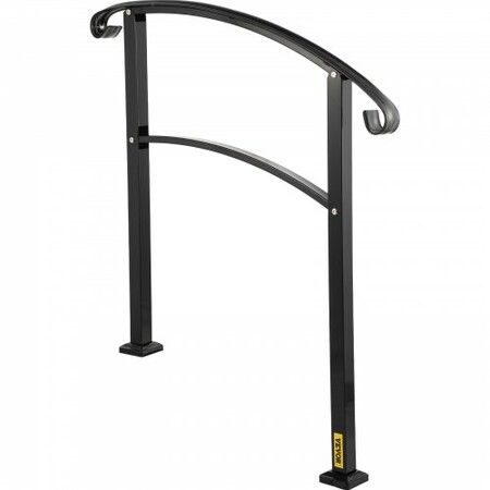 Iron Handrail Stair Railing 1 or 3 Steps Adjustable Matte Black Handrail