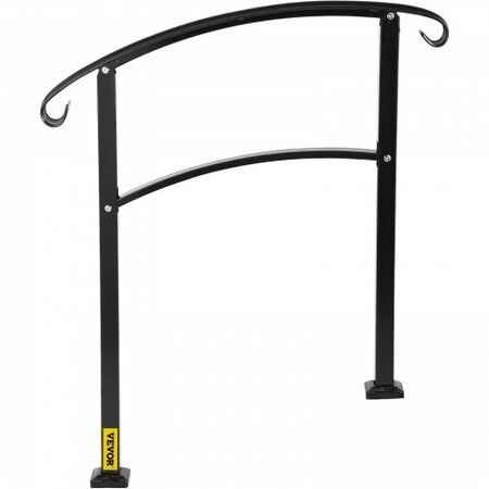 Iron Handrail Stair Railing 1 or 3 Steps Adjustable Matte Black Handrail