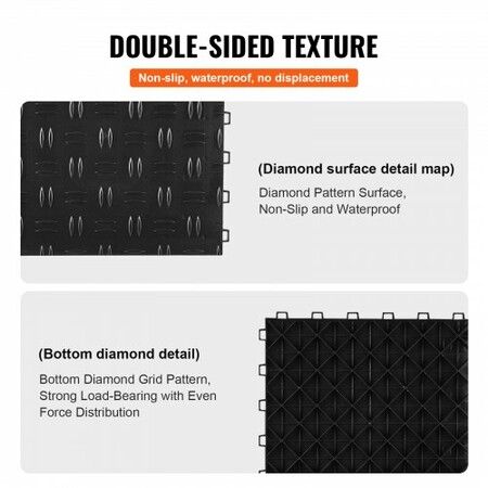 Garage Tiles Interlocking 12 x 12 x 0.53 inch 50 Pack Garage Floor Covering Tiles Non-Slip Double-Sided Texture Garage Flooring Tiles for Garages Basements