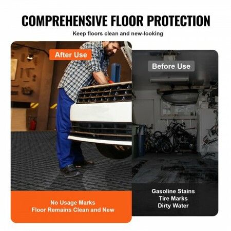 Garage Tiles Interlocking 12 x 12 x 0.53 inch 50 Pack Garage Floor Covering Tiles Non-Slip Double-Sided Texture Garage Flooring Tiles for Garages Basements