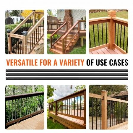 Staircase Metal Balusters 44'' x 0.5'' Square Aluminum Alloy Decorative Banister Spindles 31 Pack Deck Baluster with Screws Classic Hollow Straight Deck