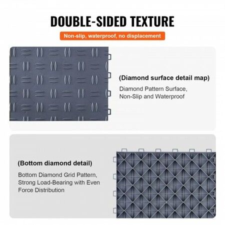 Garage Tiles Interlocking 12 x 12 x 0.53 inch 50 Pack Garage Floor Covering Tiles Non-Slip Double-Sided Texture Garage Flooring Tiles for Garages Basements