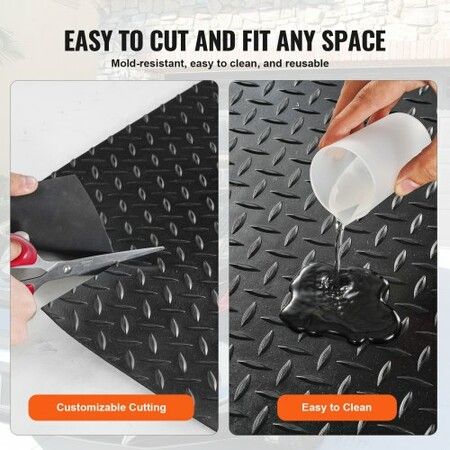 Diamond-Plate Rubber Flooring Roll 3 mm x 4 ft x 10 ft Garage Floor Mat SBR Rubber Garage Flooring Roll Easy to Clean Diamond Plate Rubber Mat