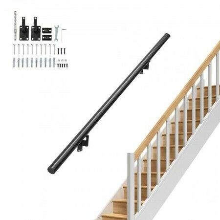 Handrail Stair Railing 4 ft Wall Mount Handrails for Indoor Stairs Thickened Aluminum Alloy Hand Rail with Installation Kit 200KG Load Capacity Stairway