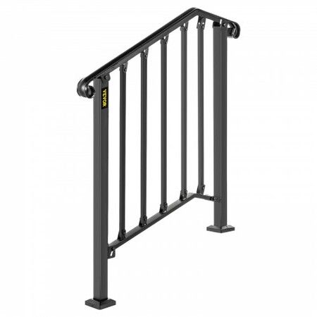 Iron Step Handrail Outdoor Stairs 2 or 3 Steps Adjustable Black Handrail