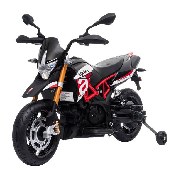 Aprilia Dorsoduro 900 Licensed Motorbike Electric Ride On Motorcycle Dirt Bike 12V Battery Powered Car Toy with Training Wheels LED Lights Music