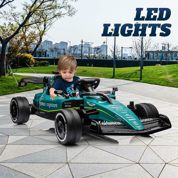 24V Ride On Car Remote Control Electric Vehicle Race Truck Off Road ATV Licensed Aston Martin Battery Powered 4 Wheeler with Lights MP3 Bluetooth