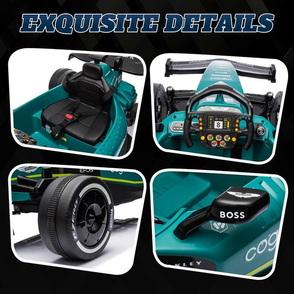 24V Ride On Car Remote Control Electric Vehicle Race Truck Off Road ATV Licensed Aston Martin Battery Powered 4 Wheeler with Lights MP3 Bluetooth