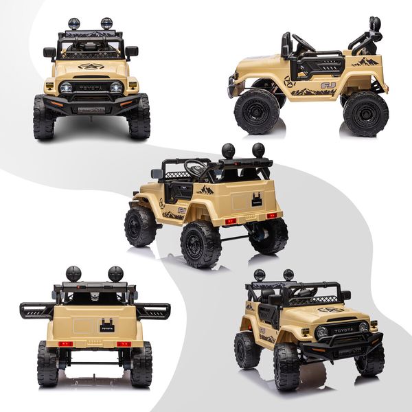 12V Electric Car Ride On Toy Truck Remote Control 2 Seater Vehicle Licensed Toyota FJ Cruiser Battery Powered 4WD Off Road Jeep ATV with Lights