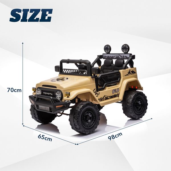 12V Electric Car Ride On Toy Truck Remote Control 2 Seater Vehicle Licensed Toyota FJ Cruiser Battery Powered 4WD Off Road Jeep ATV with Lights