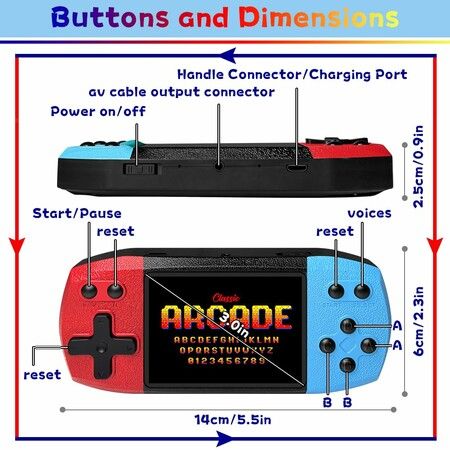 Handheld Game Console,3.0In Large Screen with 620+ Preloaded HD Classic Games,USB Rechargeable Battery,Retro Portable Design,Birthday Gift