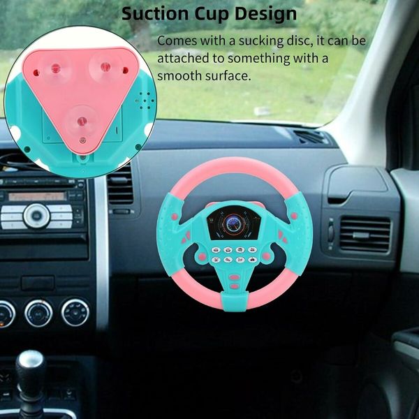 Steering Wheel Toy, Simulated Driving Controller Electric Early Learning Educational Sounding Toy Pretend Driving Seat Toys For Kids Age 3 Up, Pink