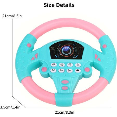 Steering Wheel Toy, Simulated Driving Controller Electric Early Learning Educational Sounding Toy Pretend Driving Seat Toys For Kids Age 3 Up, Pink