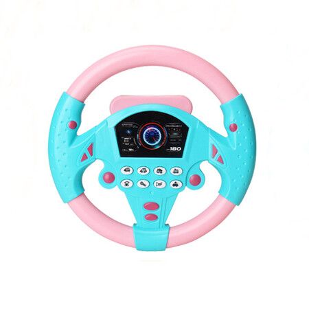 Steering Wheel Toy, Simulated Driving Controller Electric Early Learning Educational Sounding Toy Pretend Driving Seat Toys For Kids Age 3 Up, Pink