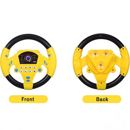 Steering Wheel Toy, Simulated Driving Controller Electric Early Learning Educational Sounding Toy Pretend Driving Seat Toys For Kids Age 3 Up, Yellow