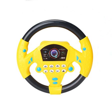 Steering Wheel Toy, Simulated Driving Controller Electric Early Learning Educational Sounding Toy Pretend Driving Seat Toys For Kids Age 3 Up, Yellow