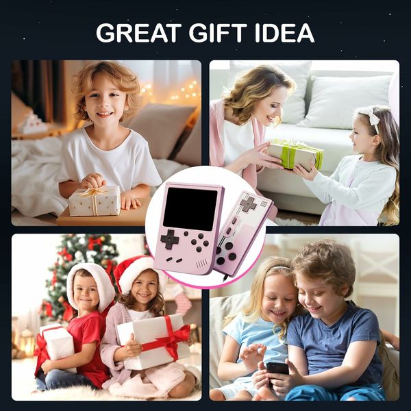 Handheld Games Console,Mini Retro Game Console with 500 Classical FC Games Support for Connecting TV & Two Players (Pink)