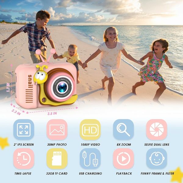 Kids Camera Toys for Girls Boy Age 3 to 12, Kids Digital Camera Toddler Camera for 3 4 5 6 7 8 Years Old Birthday Gifts, Pink