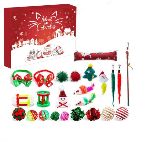 Christmas Advent Calendar,Christmas Countdown Calendar for Kitten 24pcs Assorted Cat Christmas Toys Kitten Interactive Play Christmas Gifts