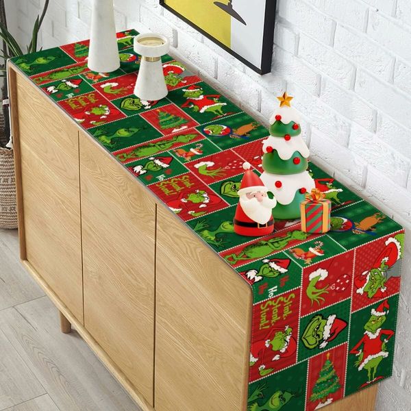 Christmas Table Runner Merry Christmas Winter Holiday Party Decoration Xmas Fireplace Kitchen Dining Room Home Decor 33*183CM