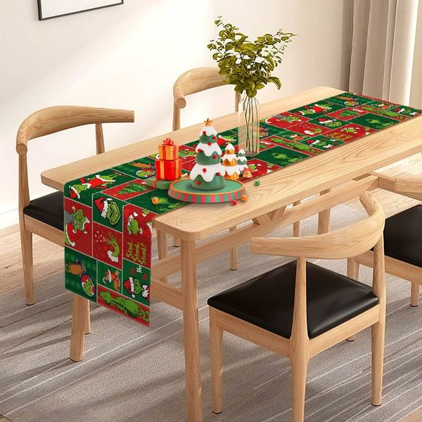 Christmas Table Runner Merry Christmas Winter Holiday Party Decoration Xmas Fireplace Kitchen Dining Room Home Decor 33*183CM