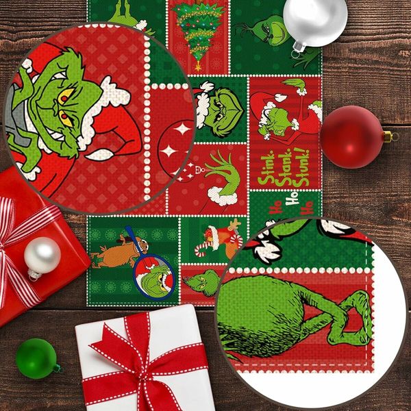 Christmas Table Runner Merry Christmas Winter Holiday Party Decoration Xmas Fireplace Kitchen Dining Room Home Decor 33*183CM