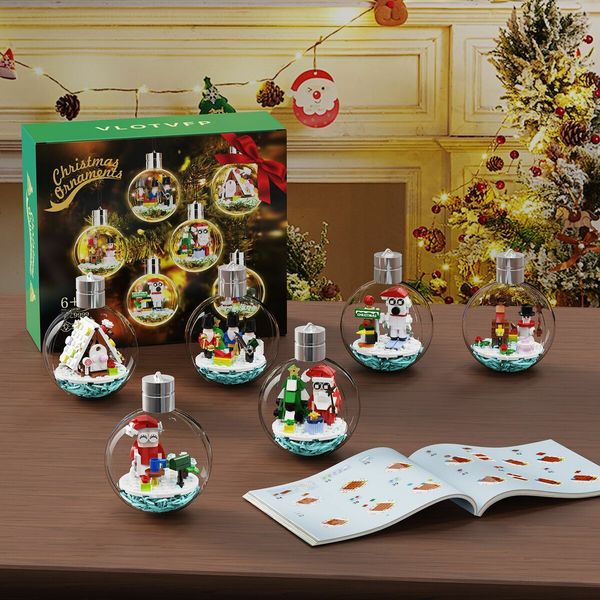 Christmas  Light bulb decorative Hanging pendant Tree  Building Blocks DIY Santa Claus Figures Decoration Bricks Kids Toys Gifts