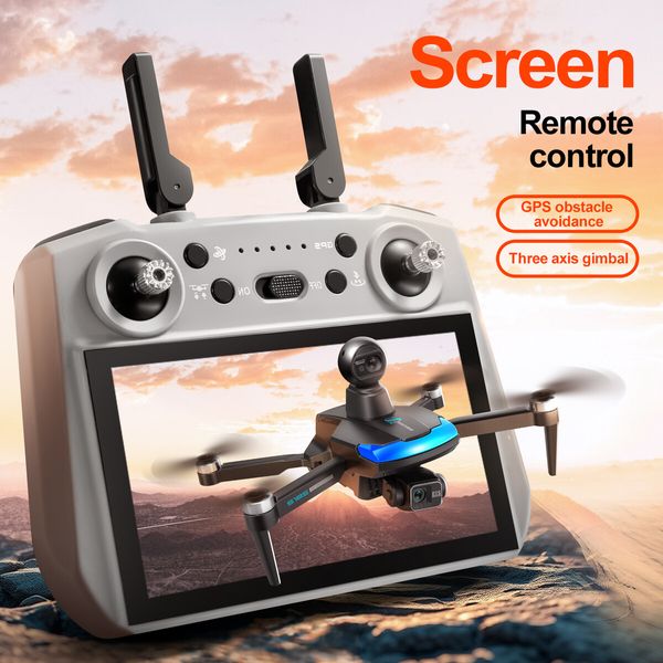 8K Dual Camera Drone Folding GPS Relay 7.2 Inch Touch Screen HD Aerial Photography Drone Color Grey