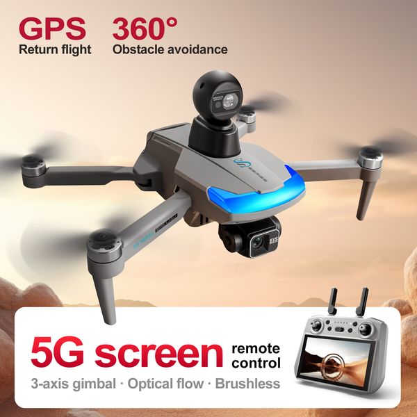 8K Dual Camera Drone Folding GPS Relay 7.2 Inch Touch Screen HD Aerial Photography Drone Color Grey