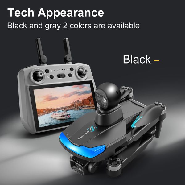 8K Dual Camera Drone Folding GPS Relay 7.2 Inch Touch Screen HD Aerial Photography Drone Color Black