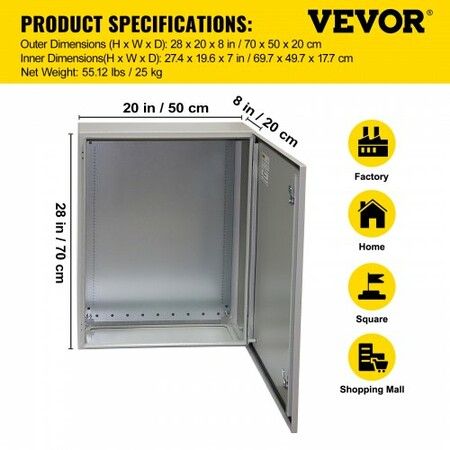 Electrical Steel Enclosure Box NEMA 4 Outdoor Enclosure 28 x 20 x 8'' UL