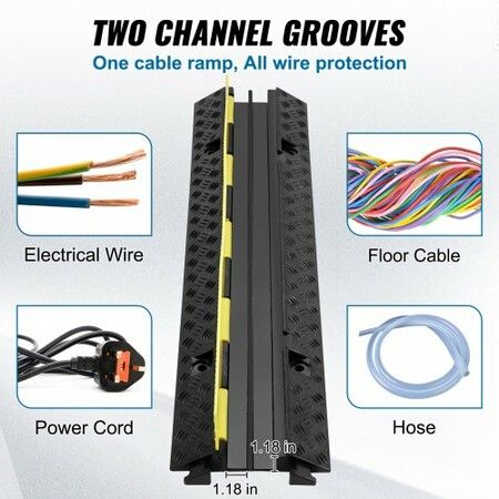 5 PCs Rubber Cable Protector Ramp 2 Channel 12000 lbs/axle Capacity Heavy Duty Hose Wire Cover Ramp Driveway Traffic Speed Bump with Flip-Open