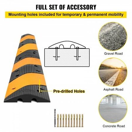 Rubber Speed Bump 2 Pack 2 Channel Speed Bump Hump 42\" Long Modular Speed Bump Rated 22000 LBS Load Capacity 40.2 x 11.8 x 2.4 inch Garage Speed Bump