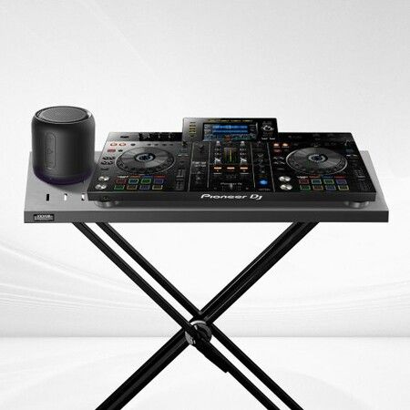 Portable DJ Table with Double-X Braced Keyboard Stand Adjustable Height