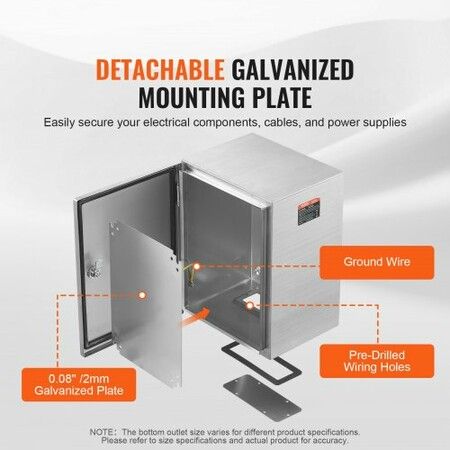 Steel Electrical Box 40x30x15 cm 304 Stainless Steel Electrical Enclosure Box Wall-Mounted Outdoor Electrical Electronic Equipment Enclosure