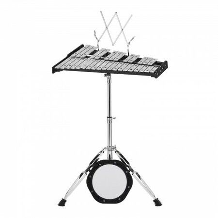 32 Note Glockenspiel Xylophone Bell Kit Professional Percussion Instrument Set with Mallets Drum Sticks Music Stand  8" Practice Pad Adjustable Stand