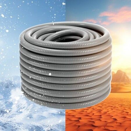 19.1 mm Flexible Electrical Conduit 30.5 m PVC Liquid-Tight Conduit Non-Metallic with 5 Straight and 5 90-Degree Conduit Connector Fittings